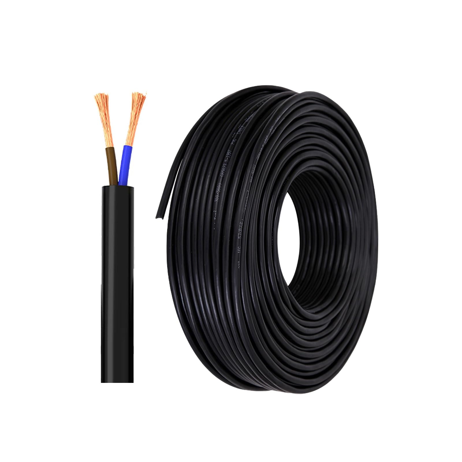 Cable Eléctrico Flexible LIYY Negro De 2 Núcleos, con Revestimiento De PVC Resistente Al Aceite Y A Los Rayos UV para CNC, Líneas De Señal Y Control Industrial(60ft,0.34mm²)