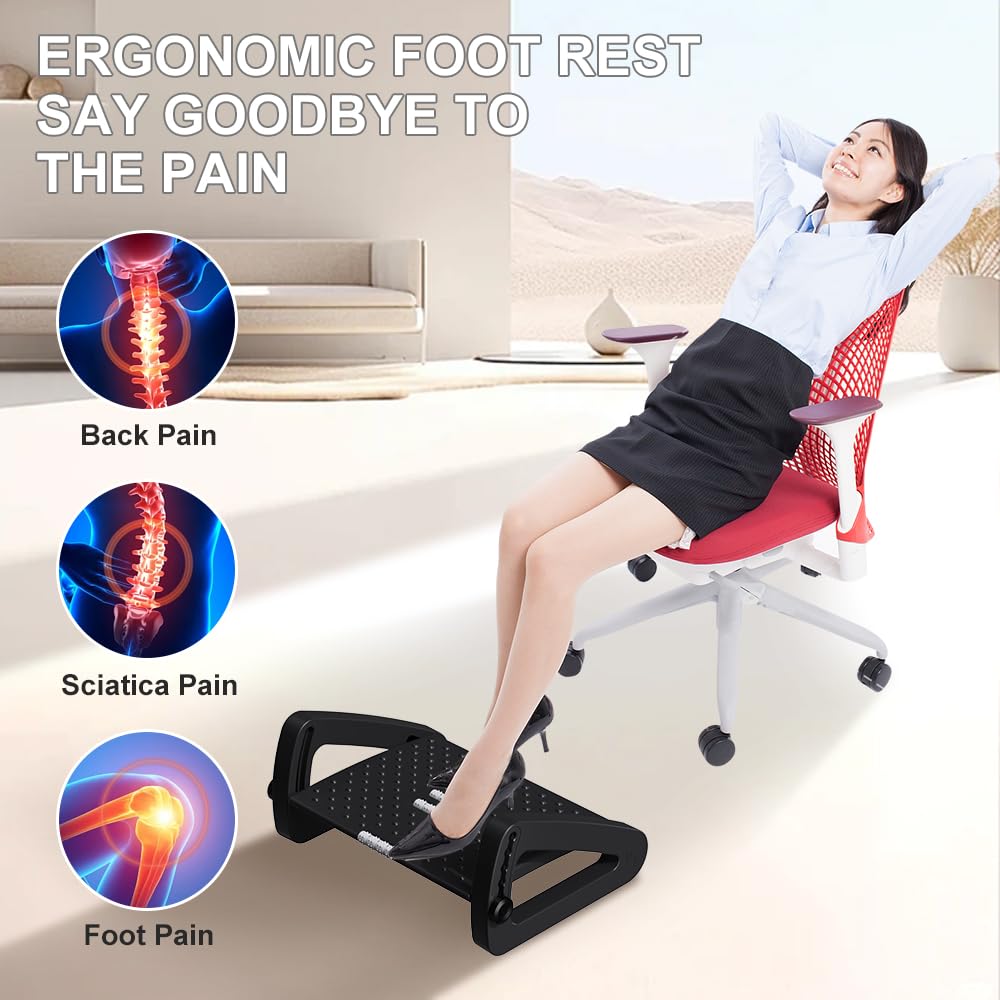 Fußstütze für unter dem Schreibtisch bei der Arbeit – Sechs höhenverstellbare Fußstütze unter dem Schreibtisch – Ergonomische Fußhocker für unter dem Schreibtisch – Schreibtisch-Fußstütze mit