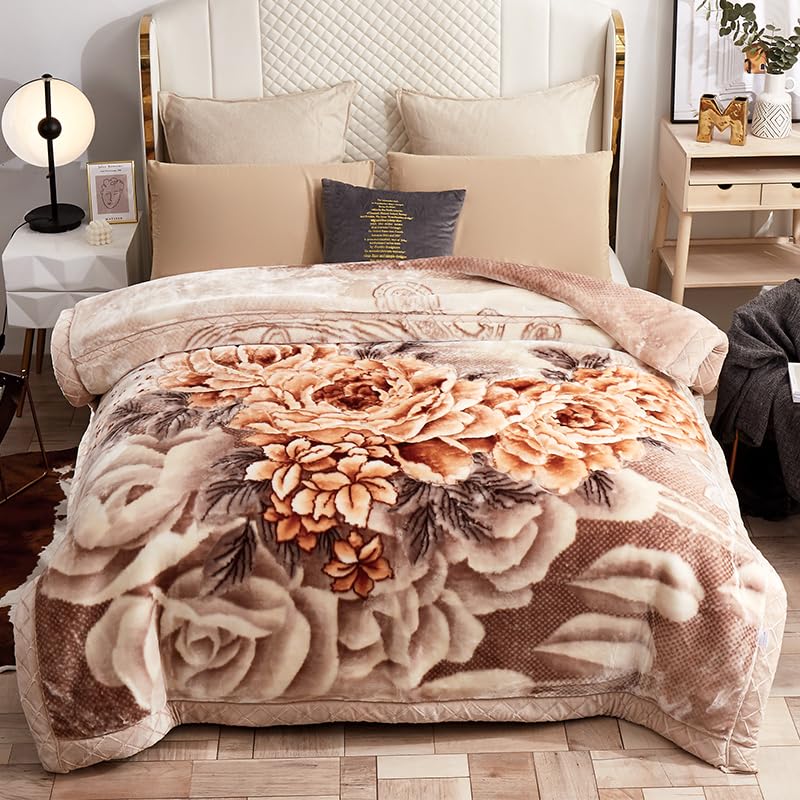 UGFJMN 13 lbs Heavy Korean Mink Blanket 78"×90", Silky Soft and Warm, 2 Ply Reversible Raschel Bed Blanket,(200x230cm 6kg).