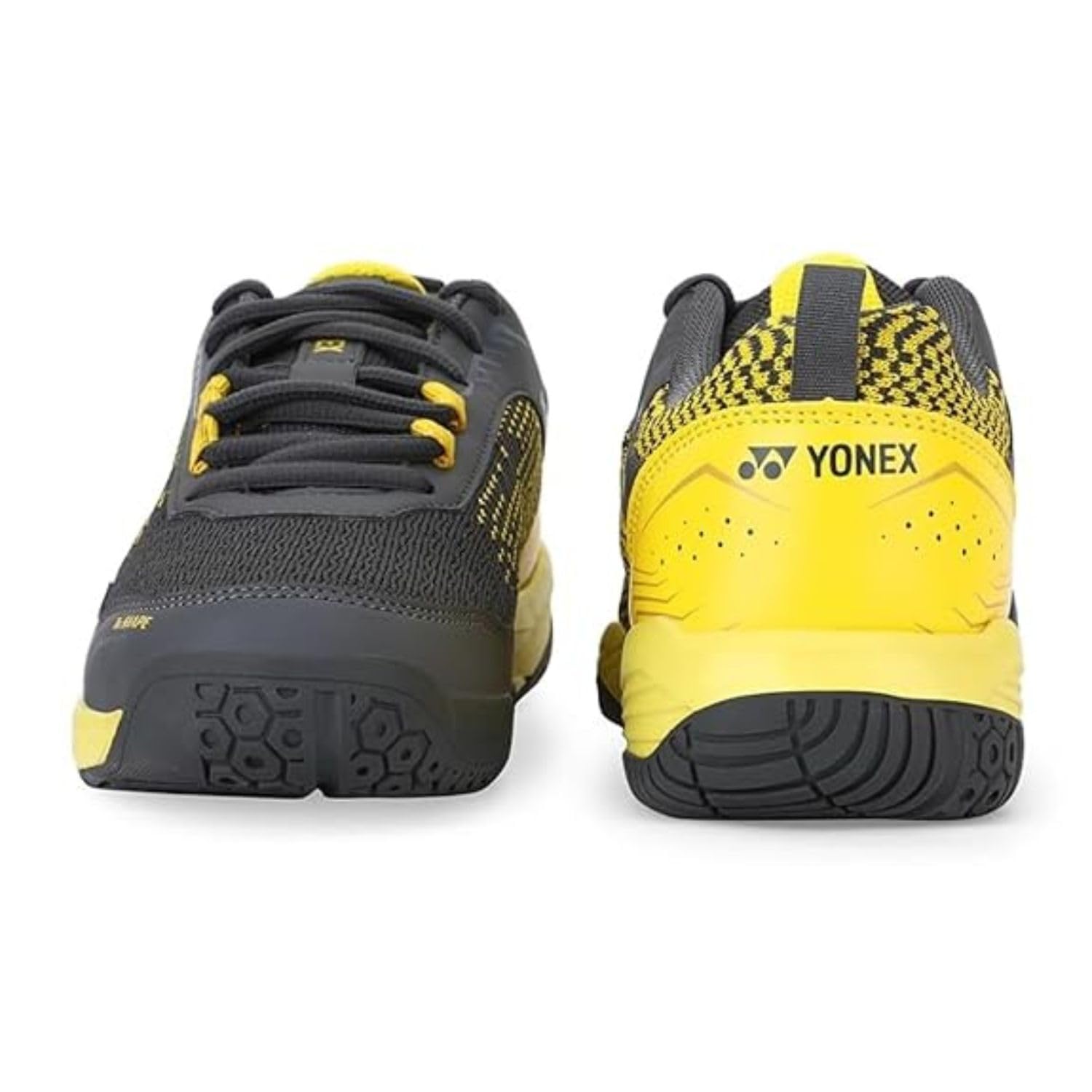 YONEX V100-i Junior Badminton Shoes | Made in India | Non-Marking Sole | TRU Cushion Technology | Ergo Shape Design | Hexagrip Outsole | Indoor Court Shoes for Badminton, Squash, Table Tennis & Volleyball (STEEL GREY / HONEY MUSTARD, UK Footwear Size System, Adult, Men, Numeric, Medium, 3)