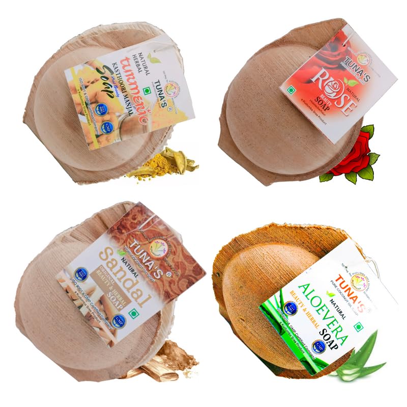 Tunas Kerala Herbs Soap Combo | Tunas Turmeric,Rose,Sandal & Aloevera Soaps | Each 100Gm Free From Animal Fats Like Tallow & Lard-image-14
