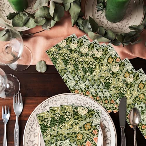 image for Jajajuegos 80PCS Vintage Floral Paper Napkins - 4.5x8 Inch Disposable 