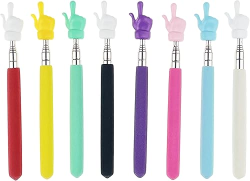 8 Pieces Telescopic Teacher Pointer Finger Pointer Stick for Teachers Coach Presenter, Extends to 21.7 Inches (8 Colors)
