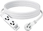 DEWENWILS 6FT Flat Plug Extension Cord, 16/3 SPT-3 Flat Wire & 3 Grounded Outlets, 13A / 125V / 1625W, Extension Cord with 3-Prong Plug for TV, Kitchen, Bedroom, Office, ETL Listed, White