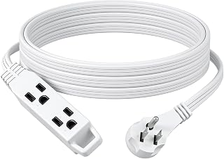 DEWENWILS 15FT Extension Cord with 3-Prong Flat Plug, 16/3 SPT-3 Flat Wire | 3 Grounded Outlets, 13A / 125V / 1625W, Extension Cord for TV, Kitchen, Bedroom, Office, ETL Listed, White
