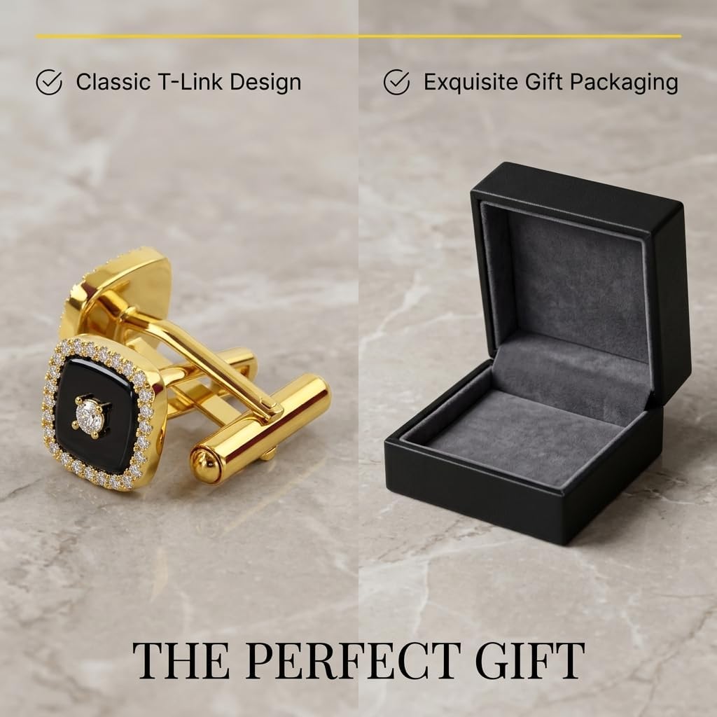925 Sterling Silver Cufflinks for Men,Gold or Silver Cufflinks for Men with Cubic Zirconia, Square Shaped ceramic Cufflinks for Men，Tuxedo Shirt Cuff Links,tuxedo studs, tuxedo buttons, tuxedo studs and cufflinks set，Wedding Cufflinks (Set of 2)
