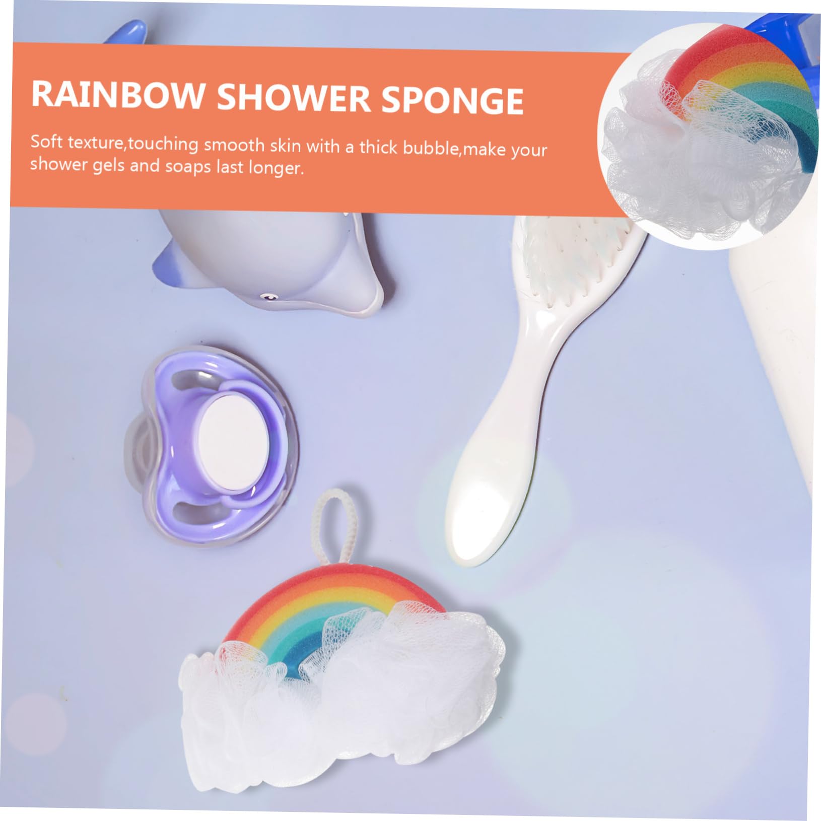 Anneome Spugna da Bagno Arcobaleno 2 Pezzi, Spugna Esfoliante Morbida per Bambini, Scrub Delicato Corpo per Bagno e Doccia, Materiale Confortevole e Portatile, per Pelle Sensibile