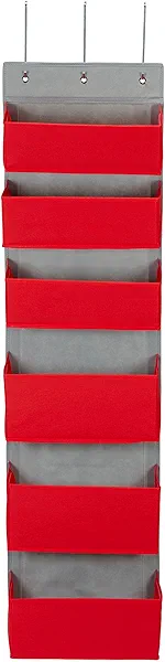 Household Essentials 2169-1 Over-the- Over-the-Door Organizer, Red