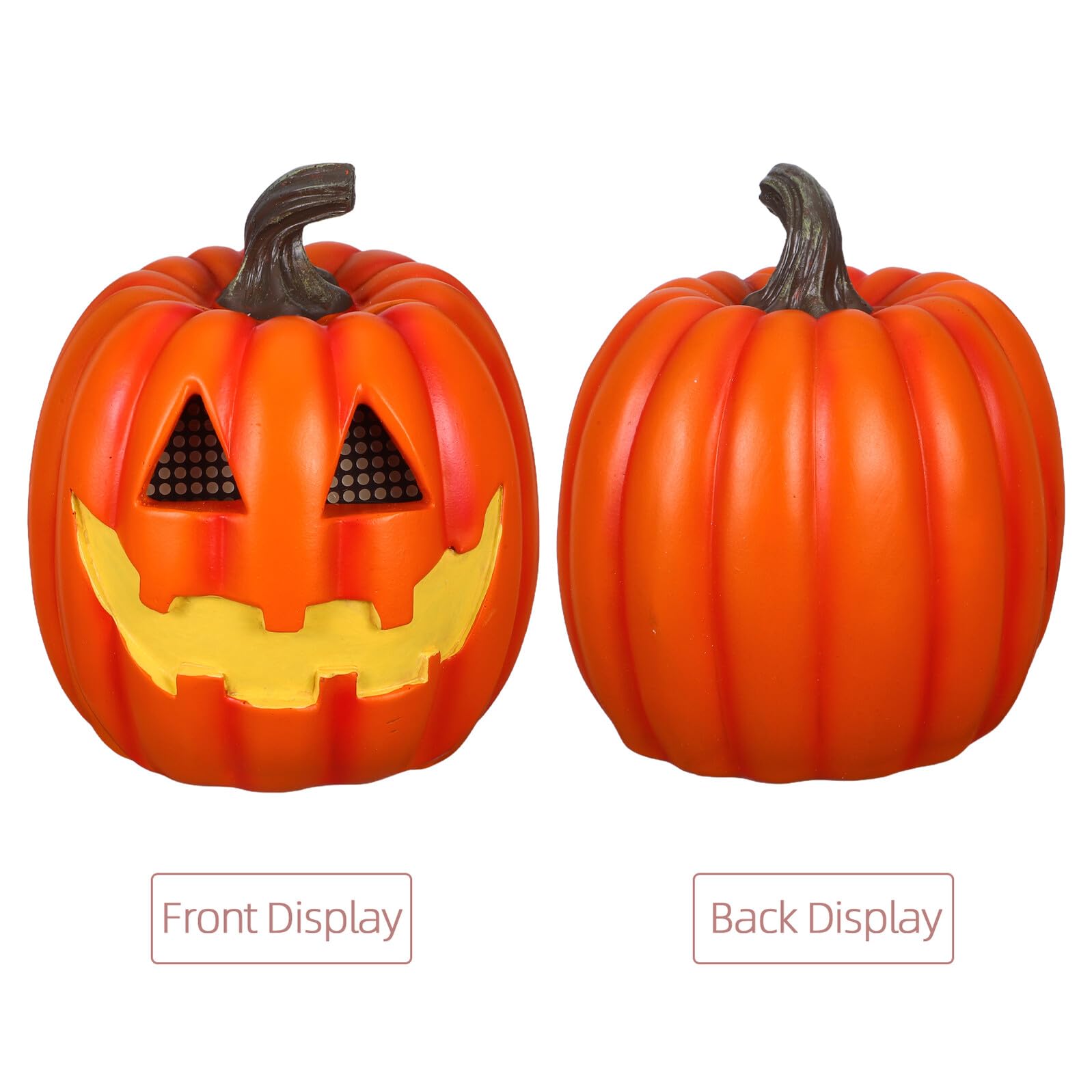 Halloween Kürbis Deko LED Laterne aus Robustem Harz Flammenloses Leuchten für Innen Außen Vielseitige Halloween Tisch Barbeleuchtung Stimmungsvolle Party deko mit Gruseligem