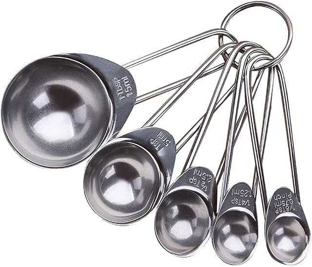 Goosuny Measuring Spoons Set of 5 Measuring Spoons Stainless Steel Metal Measure Cup Spoons Measuring Spoons Measuring Cups Set for Baking, Kitchen Cooking, Liquid and Solid