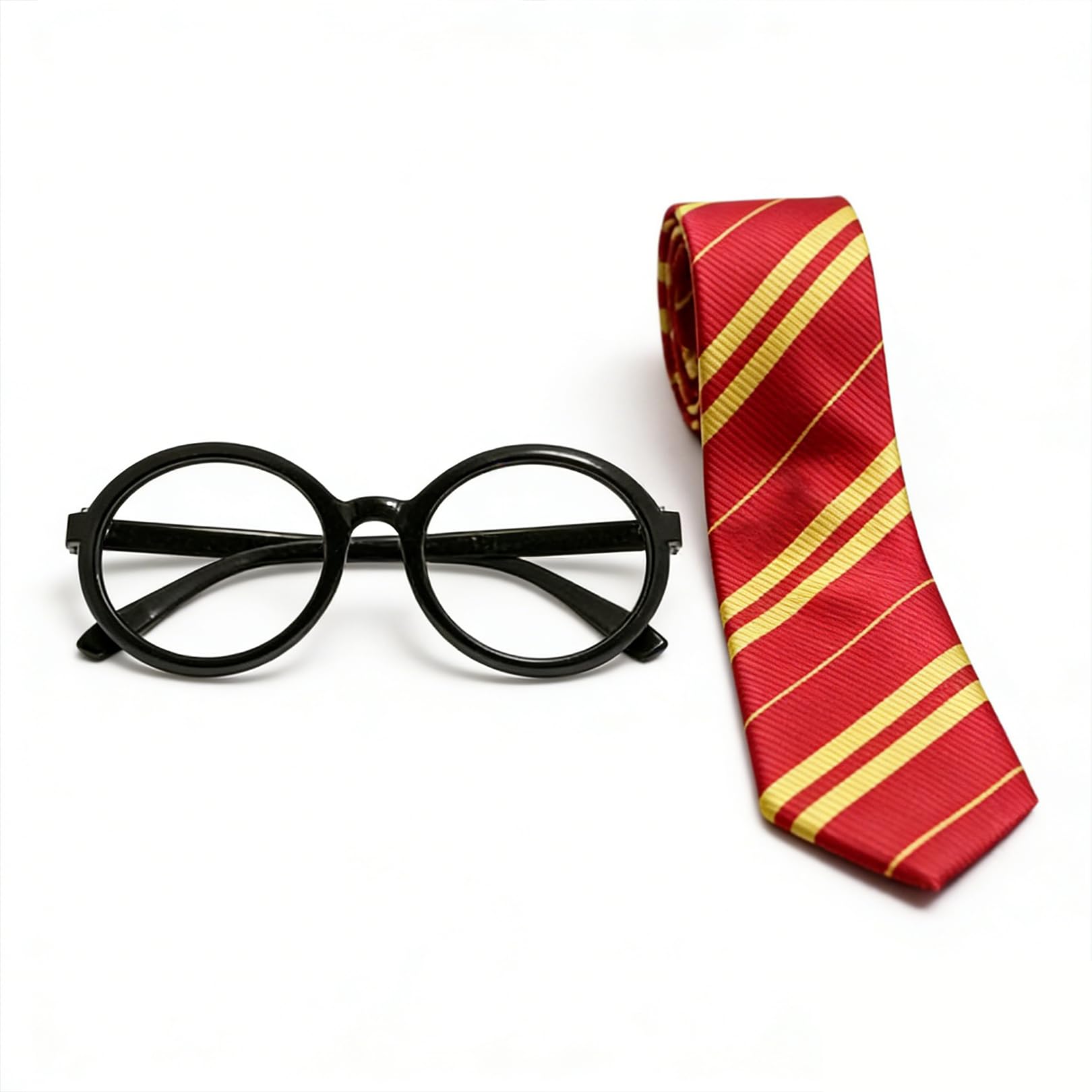2 Pcs School Tie & Fake Glasses Set,Necktie & Black Round Glasses,Fancy Dress Party Halloween Theme Parties Cosplay Dress Up Pretend Outfits Costume Accessories for Adults Role Play Uniform (Burgundy)