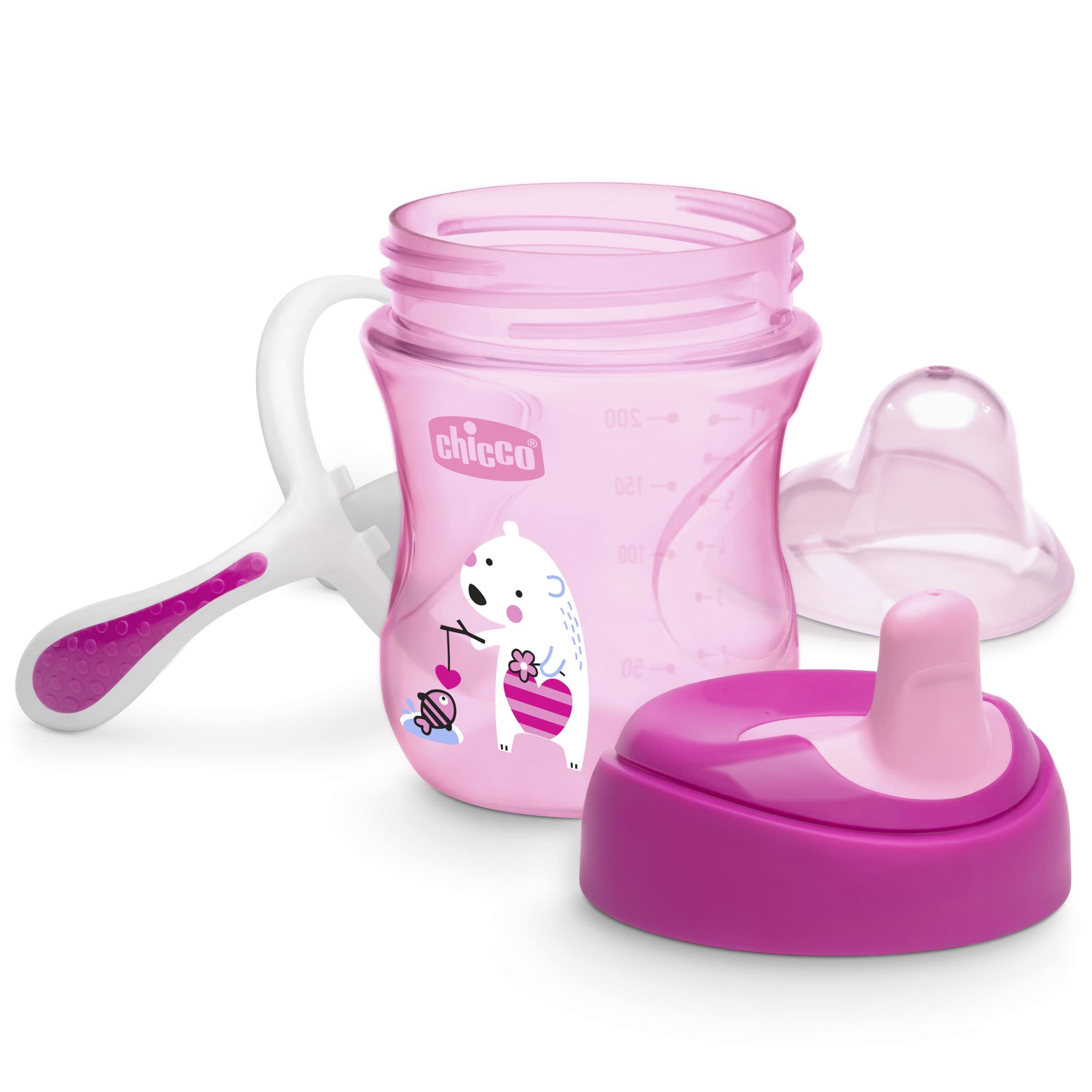 Chicco Set per la Pappa Composto da Tazza Training Cup, Primo Cucchiaio, Piatto Pappa Calda, Piatto Pappa Facile e Portavivande Termico, Età 6 Mesi +, Rosa, Versione per Bimba