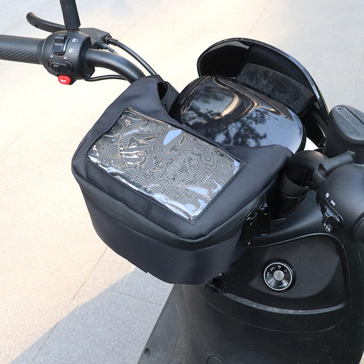 Borsa Manubrio in Poliestere per Bicicletta Elettrica e Moto Montaggio Rapido e Ampio Spazio Interno, per Ciclismo Urbano