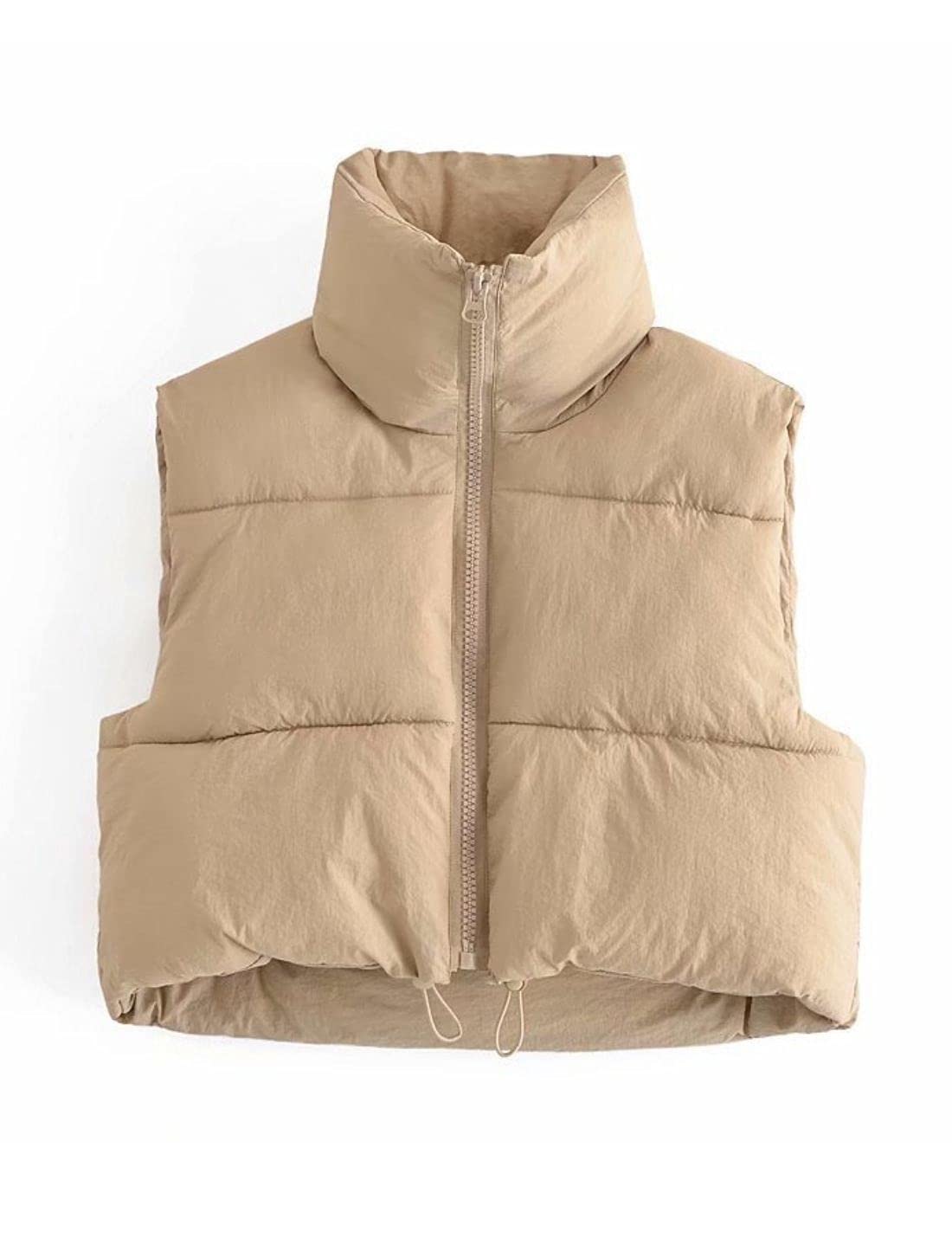 FindThy Women’s Warm Cropped Puffer Vest Stand Collar Zip Up Winter Waistcoat Puffer Gilet