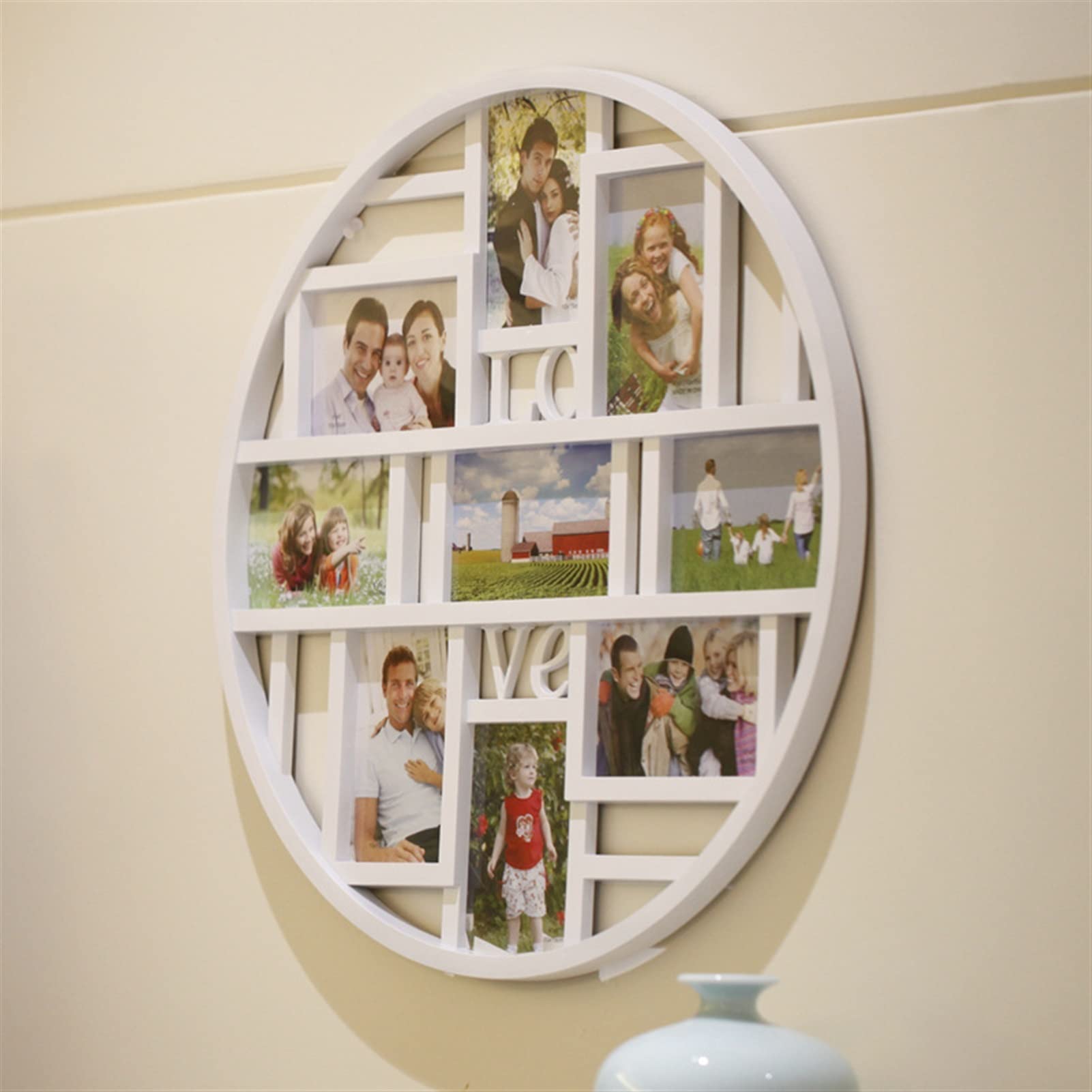 Marcos de fotos Nuevo marco de 9 fotos combinado diseño del hogar marco de fotos de boda Collage y decoración de pared decoración de pared marco de fotos de madera Visualización de fotos con marco de