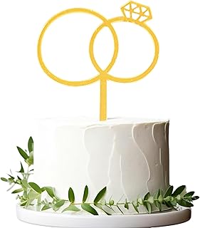 Mirror Gold Acrylic Diamond Ring Cake Decoration, Perfect for Wedding, Engagement, Anniversary, or Valentine's Day Party Decor