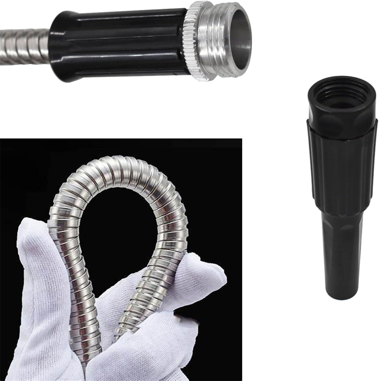 50ft 304 Stainless Steel Garden Hose Water Hose with Adjustable Nozzle Outdoor Heavy Duty Flexible Lightweight,No Kink