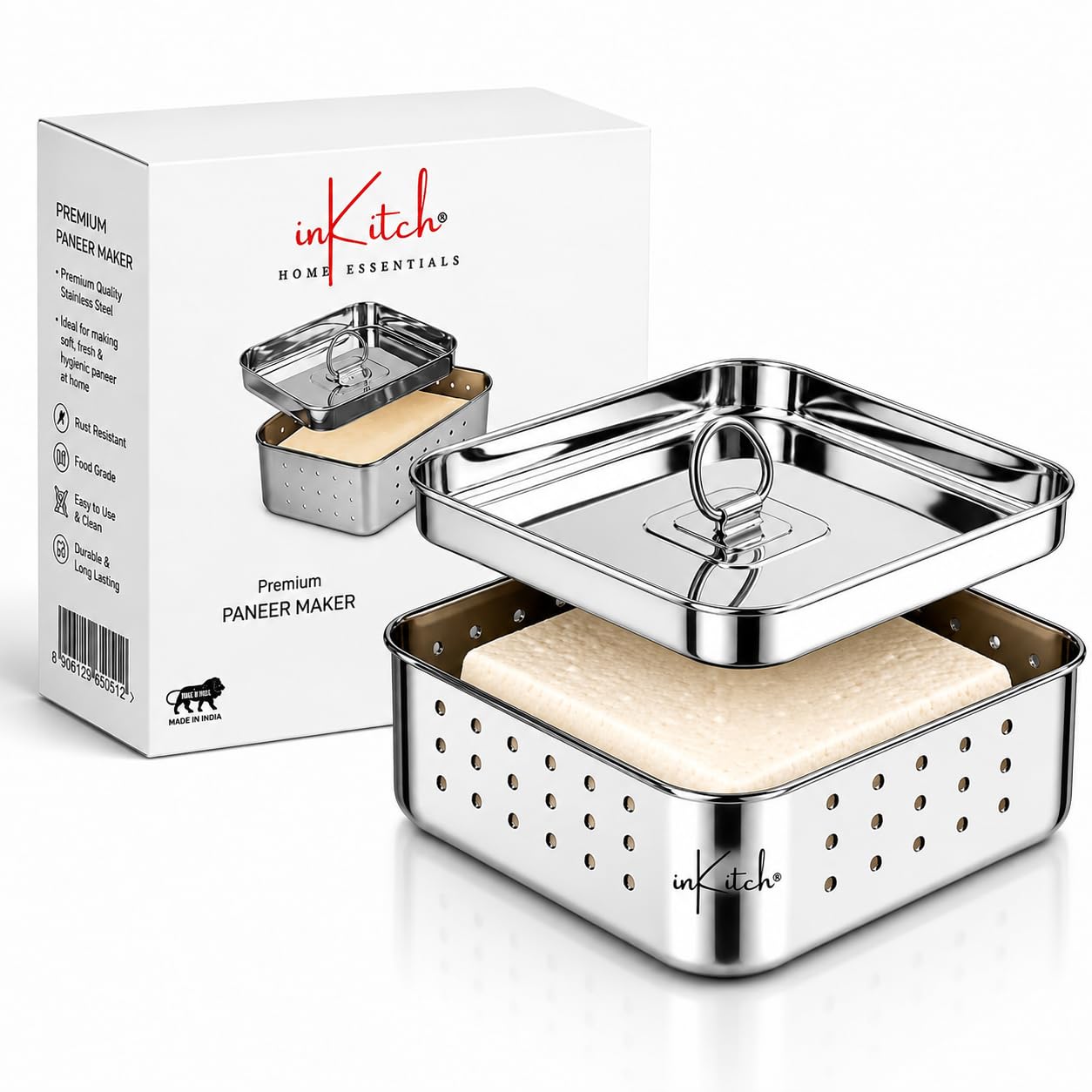 Stainless Steel Paneer Press - Make Homemade Cheese -11