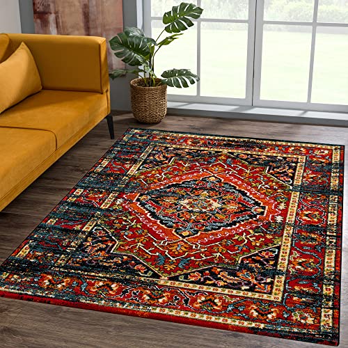 SANAT Teppich Vintage - Modern Teppiche für Wohnzimmer, Kurzflor Teppich in Mehrfarbig, Öko-Tex...