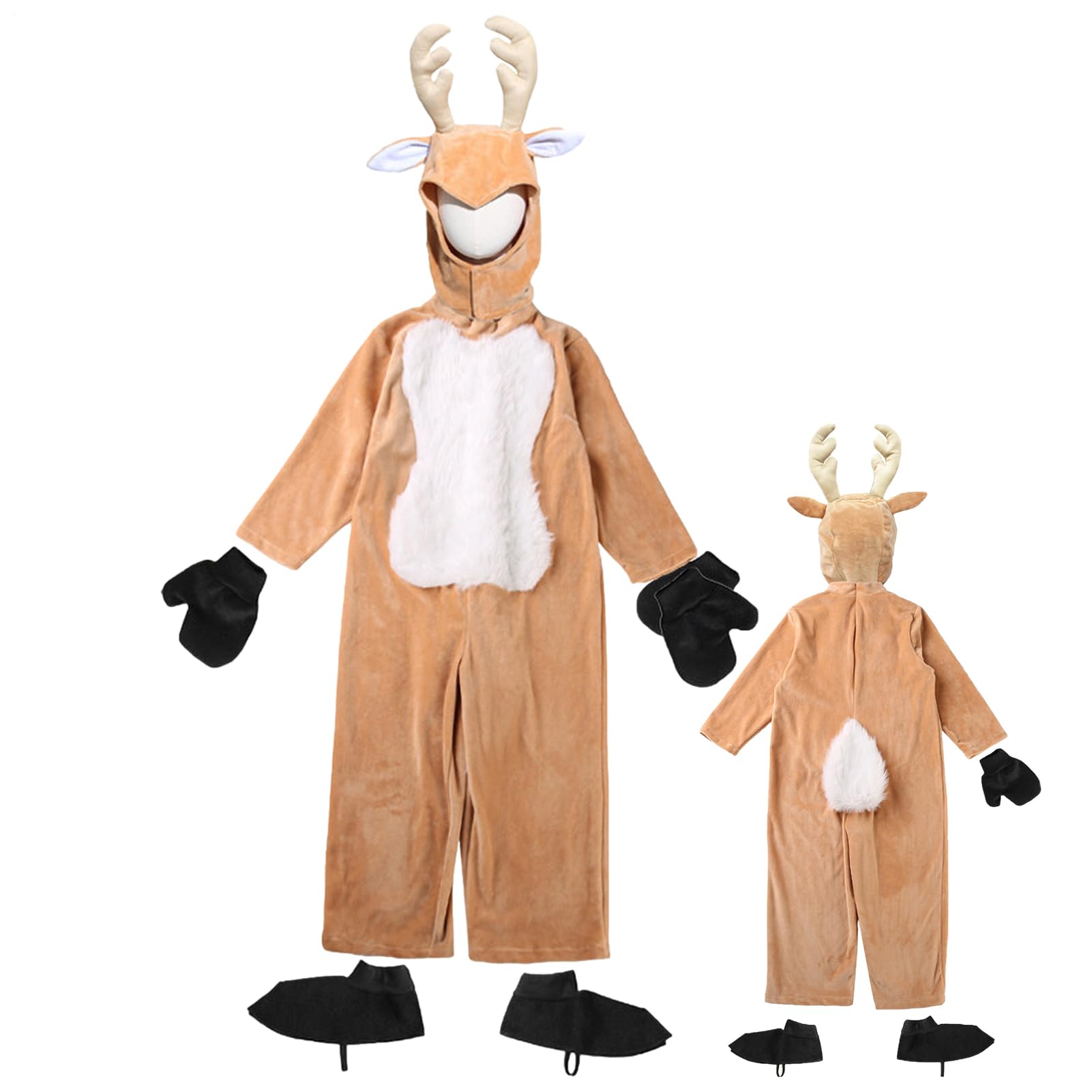Générique Costume da cosplay da renna per – vestito da tuta animale, pigiama invernale morbido | vestito da scena per feste da 3 a 13 anni, divertente festa di compleanno, vestito di Natale per Ga