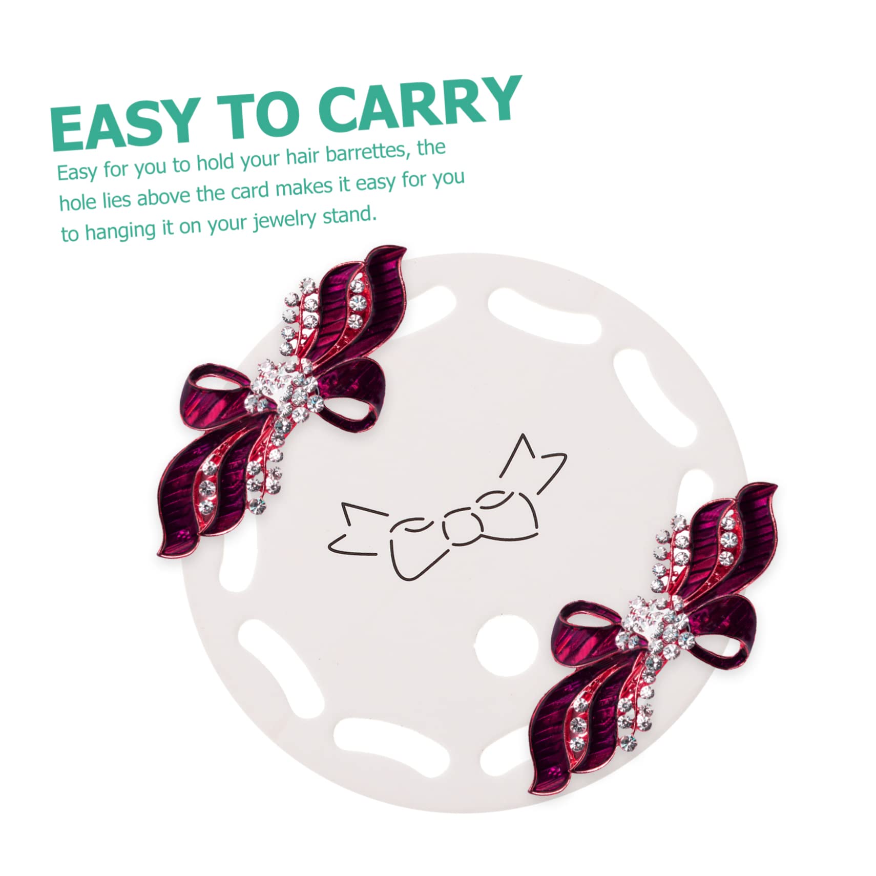 Beavorty 100 Sheets Mini Hair Clip Display Cards Bow Hair Bow Display Holder for Jewelry Display Hair Accessories Display Holder Hair Barrettes Paper Cardboard Small Snap Hair Clips