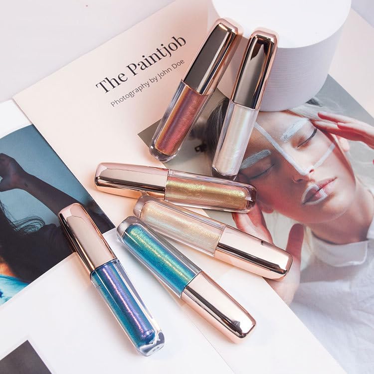 Miniatura 3 de BONNIE CHOICE Sombra de ojos de camaleón líquida metálica, 6 colores holográficos con purpurina multicroma, altamente pigmentada, kit de maquillaje