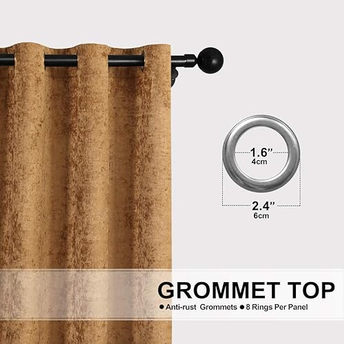 Miniatura 2 de ELKCA Cortinas de felpilla de doble cara para sala de estar, tratamiento moderno de ventana para dormitorio, con ojales superiores, 2 paneles