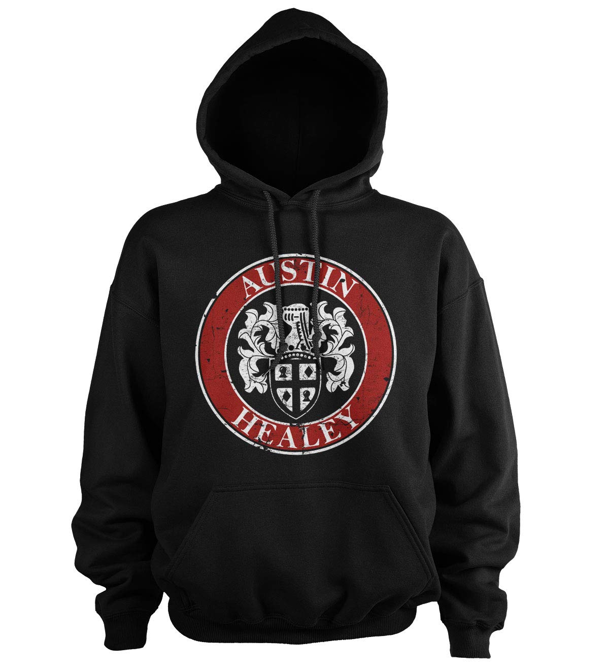 Austin Healey Men's Black Officially Licensed Distressed Hoodie (Black), L