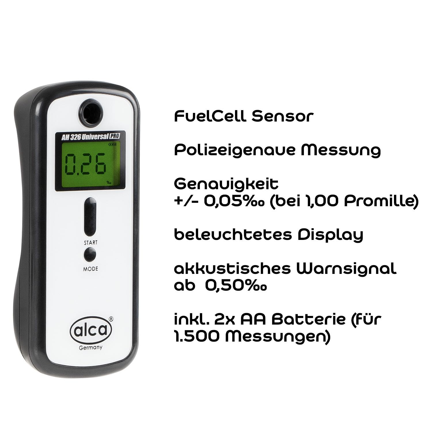 alca Éthylotest numérique de police - Kit complet avec étalonnage gratuit