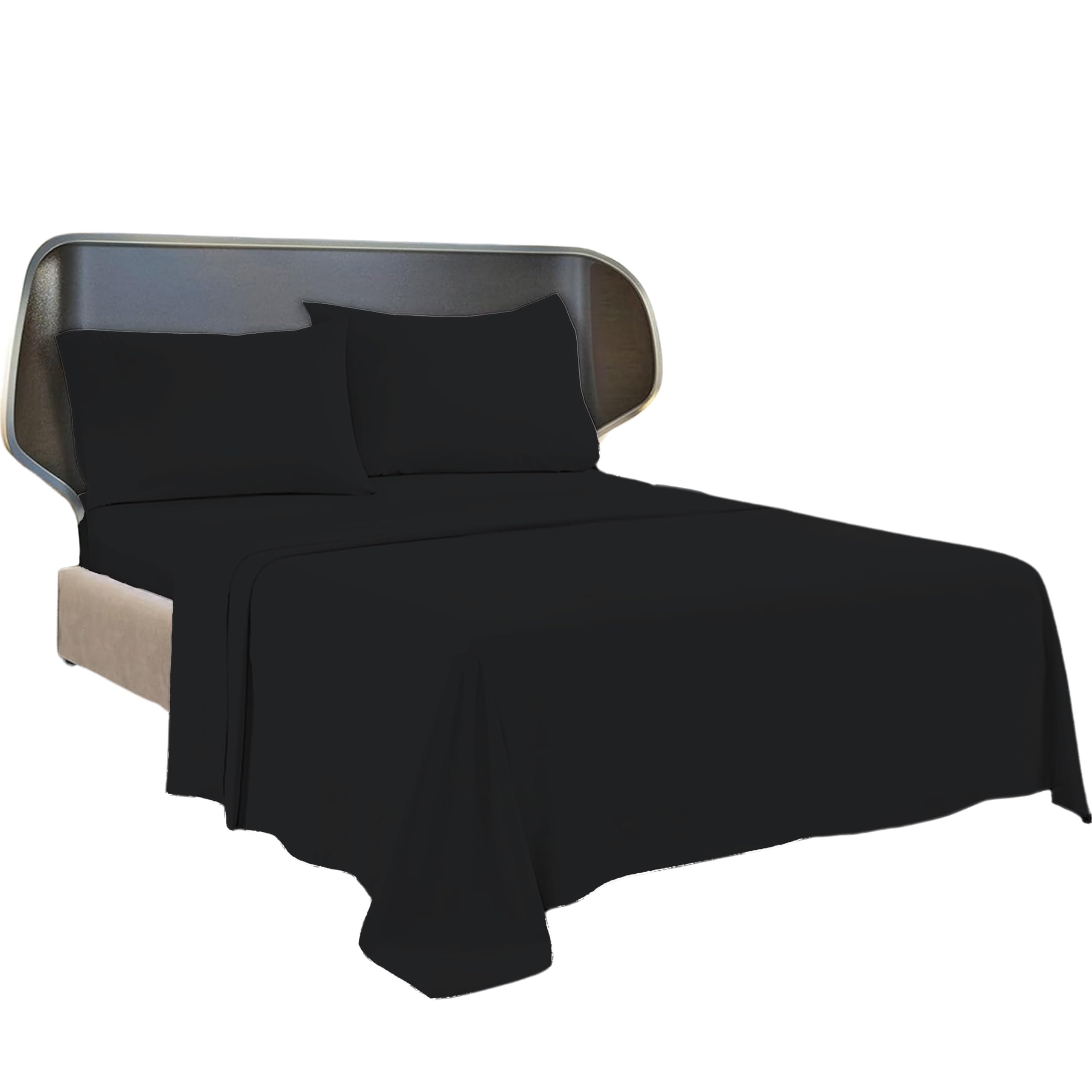 Brit Cotton, Black Single Size Ultra-Soft Brushed Microfiber Flat Sheet, Wrinkle, Shrinkage