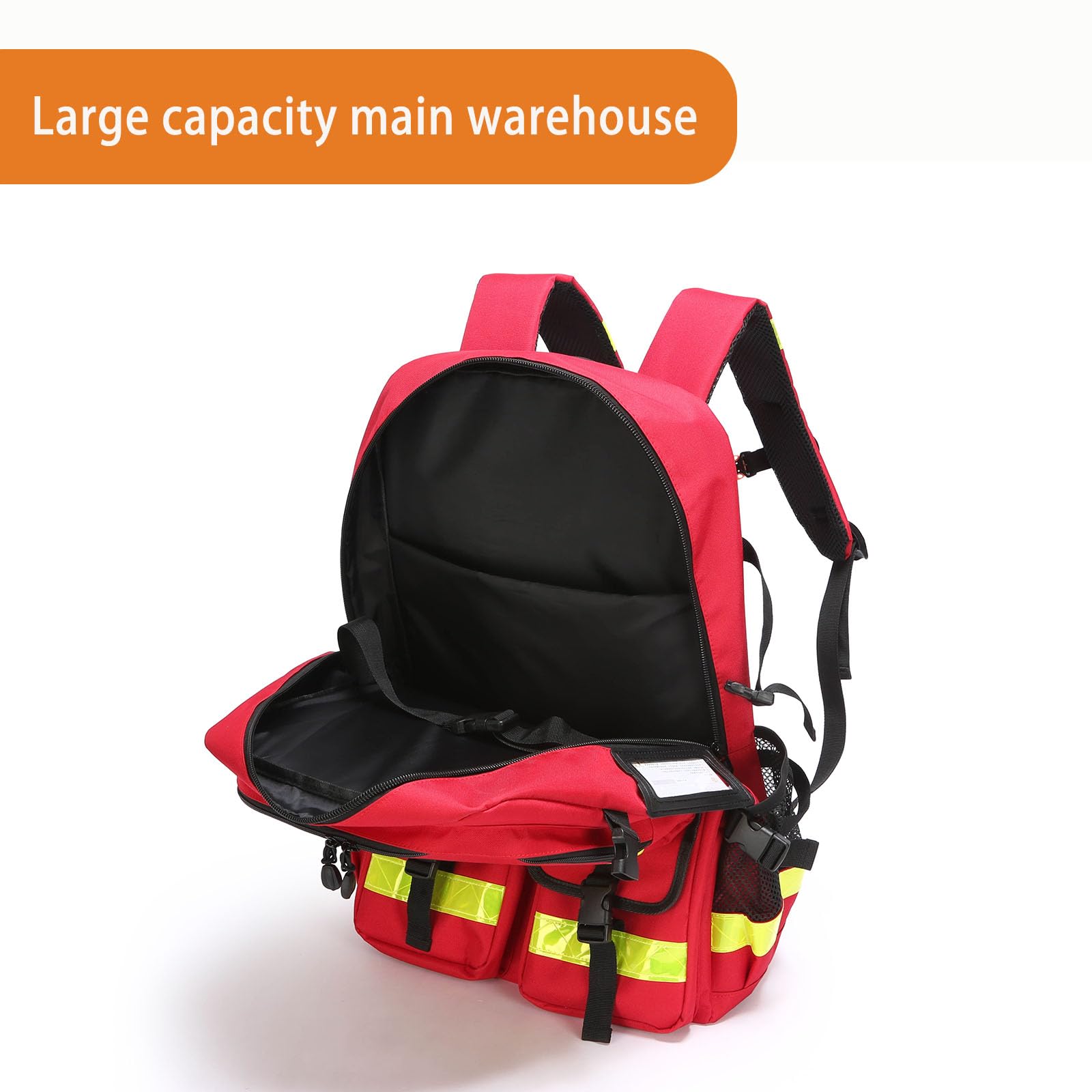 Trauma Notfall-Rucksack, leer, Erste-Hilfe-Rucksack, Feuerwehr-Rettungsrucksack mit reflektierendem Streifen und rutschfester Unterseite, für Zuhause und Arbeit, Feuerrettung, Camping, Wandern