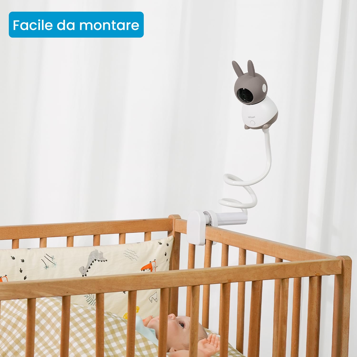 ieGeek Supporto per macchina fotografica, monitor/fotocamera/cellulare/supporto per fotocamera per neonato, flessibile, adatto per lettini, compatibile con Baby 1T/Baby 4/Baby 7S