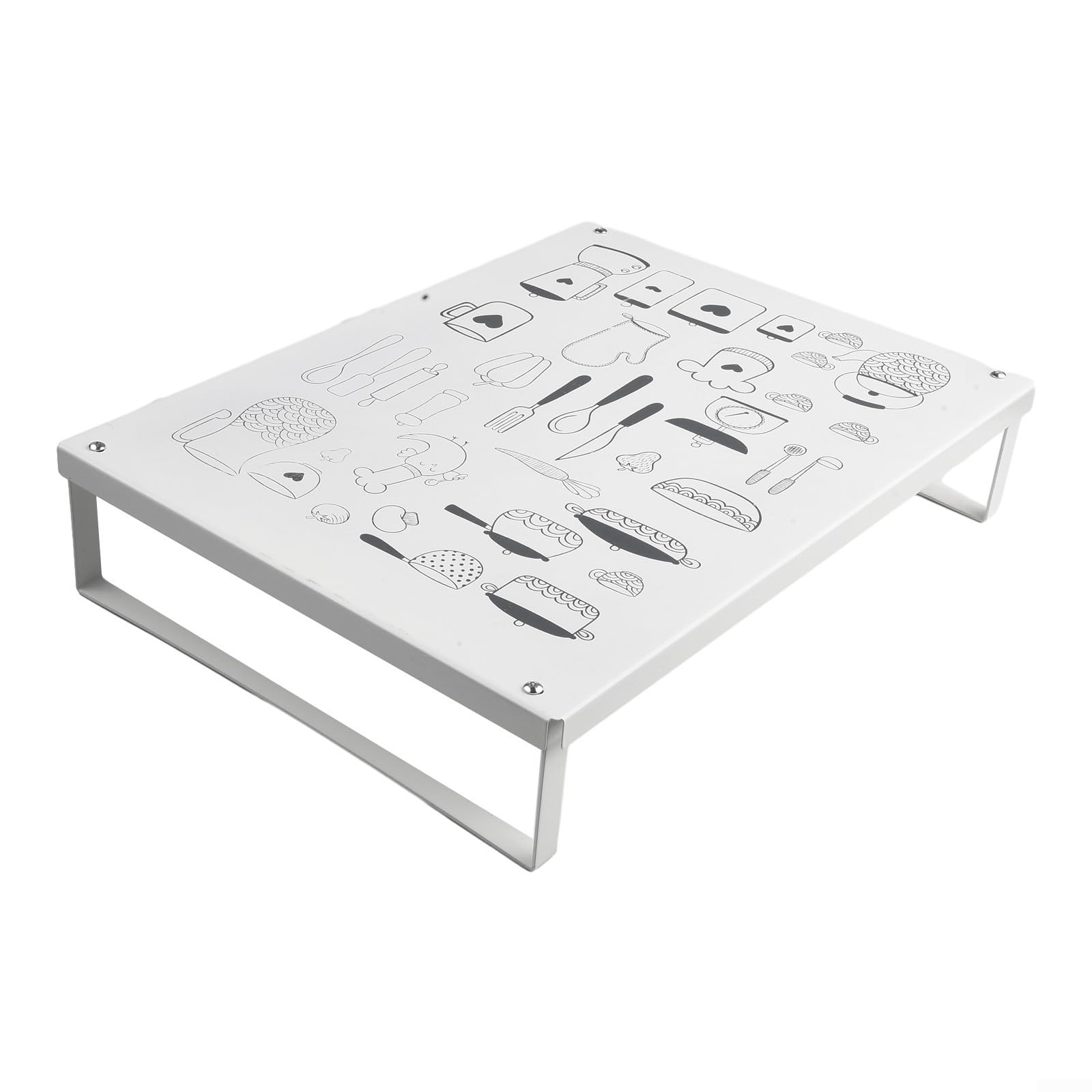 Soporte de metal multiusos para horno microondas con base antideslizante para uso doméstico (blanco)