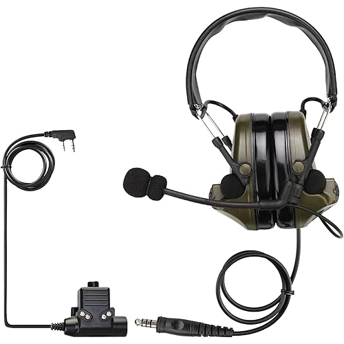 Retevis EHK007 Tactical Headset,Hunting & Shooting Earmuffs with Mic,Sound Amplification,Noise Reduction Walkie Talkie Headset,Compatible with Baofeng UV-5R BF-F8HP PRO AR-5RM RT22 RT86 RT68(1 Pack)