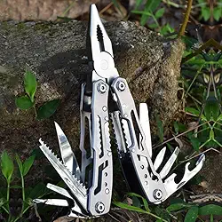 Mini multiferramenta 12 em 1, alicate de ponta agulha, canivete de bolso, chaveiro, abridor de garrafa, presentes para homens, equipamentos de acampamento, caminhadas, prata