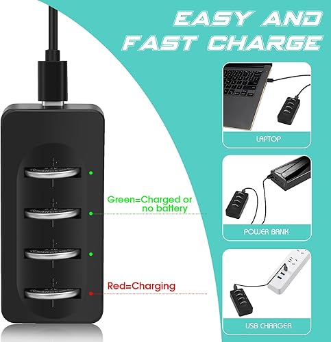 Miniatura 2 de Batería recargable 2032, FITINOCH LIR2032 con botón de batería puede reemplazar las baterías de litio ML2032 CR2032 de 3 V con cargador de batería