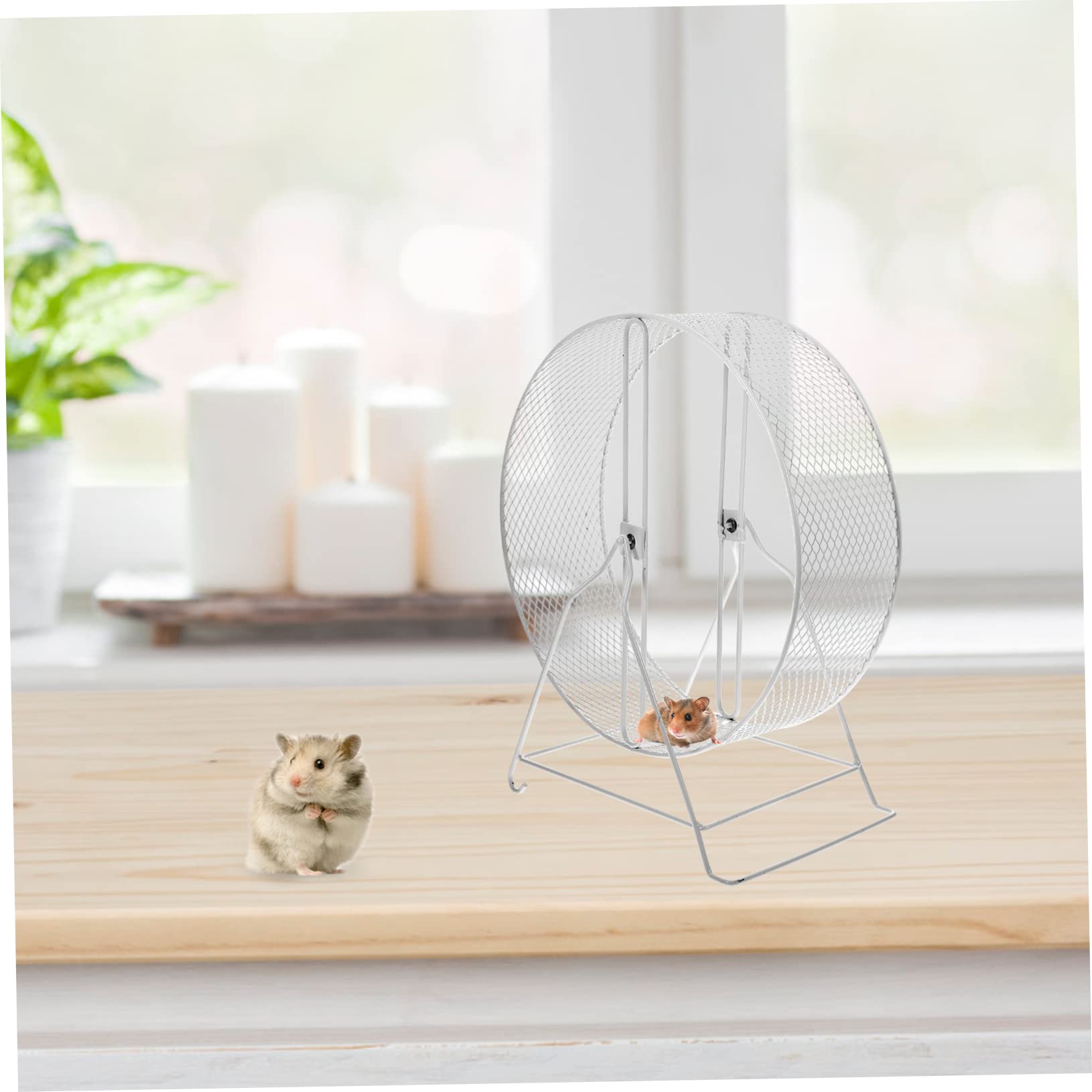 Happyyami Ruota da Corsa Silenziosa in Ferro Bianco con Funzionamento Sicuro per Criceti e Piccoli Animali e Adatta per Esercizi Domestici