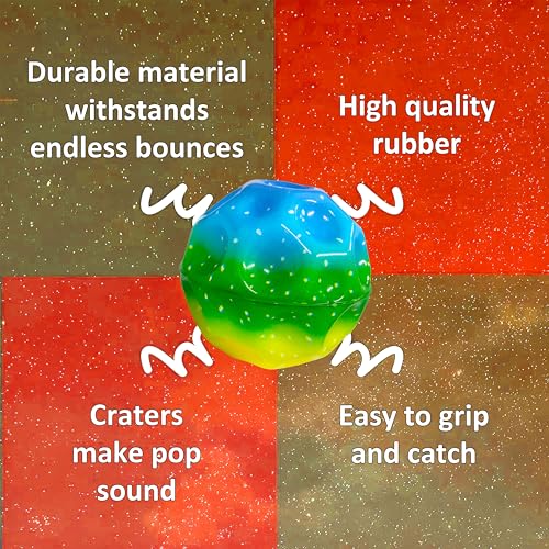 Image of VGRASSP Super Bouncy Rubber Moon Ball Toy for Kids and Adults with Craters - High Bounce, Textured Grip, Perfect for Playtime Fun - Return Gift Foam Ball, Multicolor (Pack of 6)