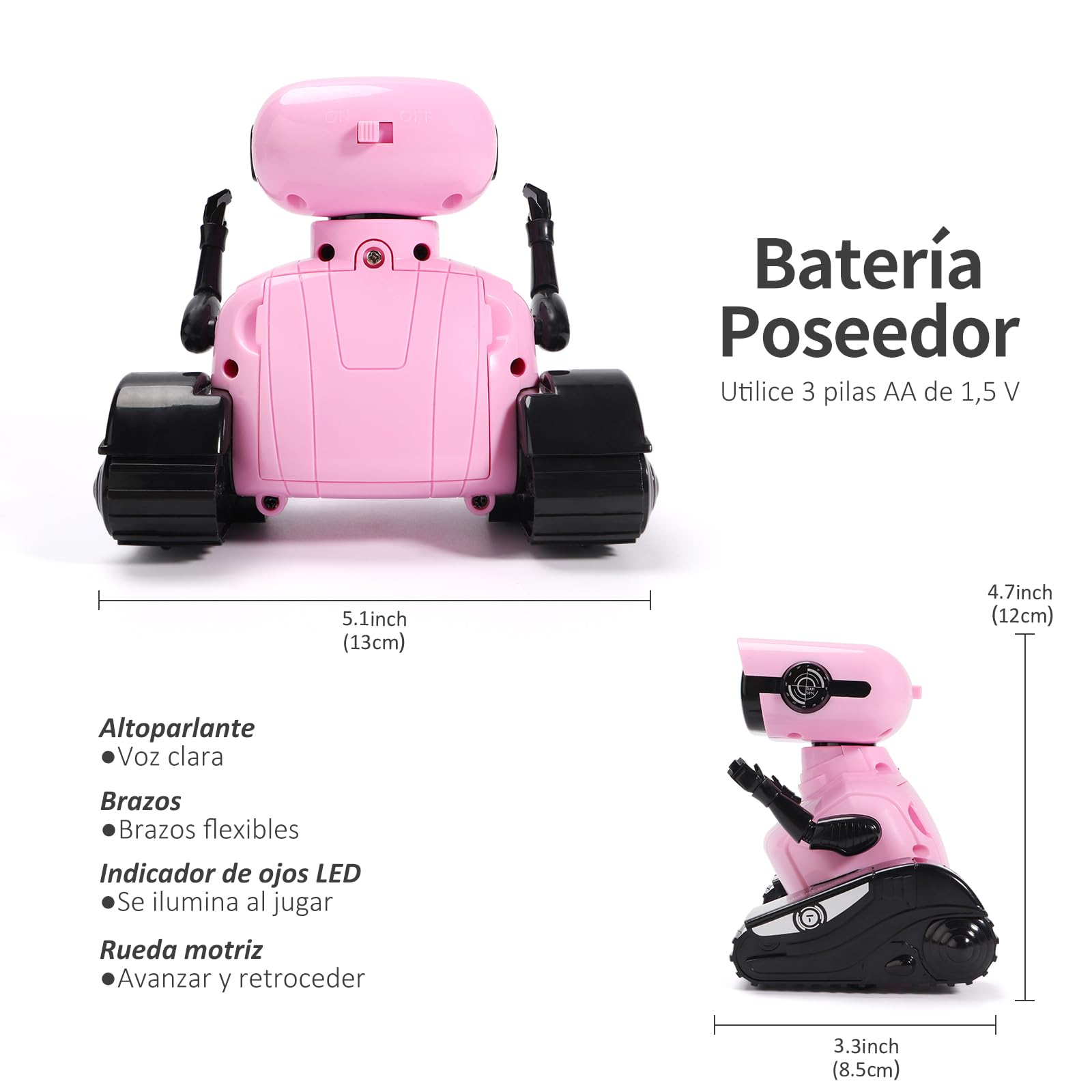 GILOBABY Robot Juguete, Control Remoto de 2,4 GHz Robots para Niños con Ojos LED, Brazos Flexibles, Sonido y Baile, Juego Educativo Regalo de Cumpleaños para Niños y Niñas más de 3 años (Rosa)