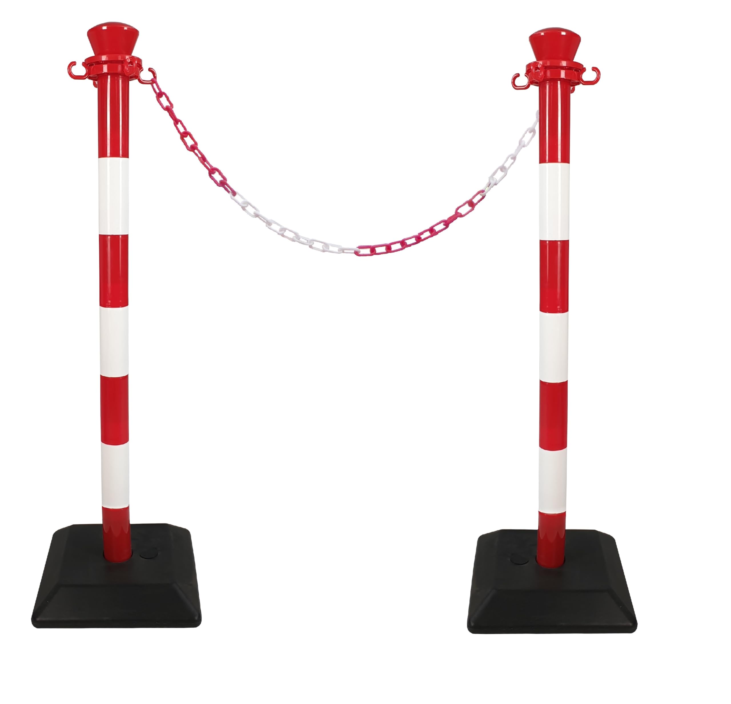 Kit 2 poteaux ABS en kit avec 2 m de chaine - base lestée - rouge/blanc