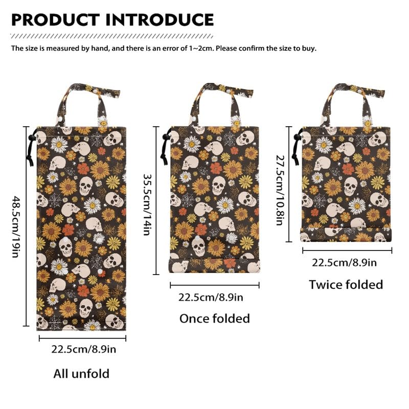 Image of Hippie Flower Car Trash Bags, Halloween Skull Foldable Garbage Bag for Auto Back Seat, Colorful Groovy Daisy for Home, Traveling & Outdoor