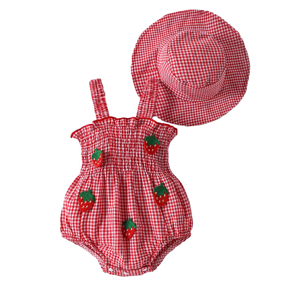 hopscotch Baby Girls Gingham Print Sleeveless Red Bodysuits-picture-13