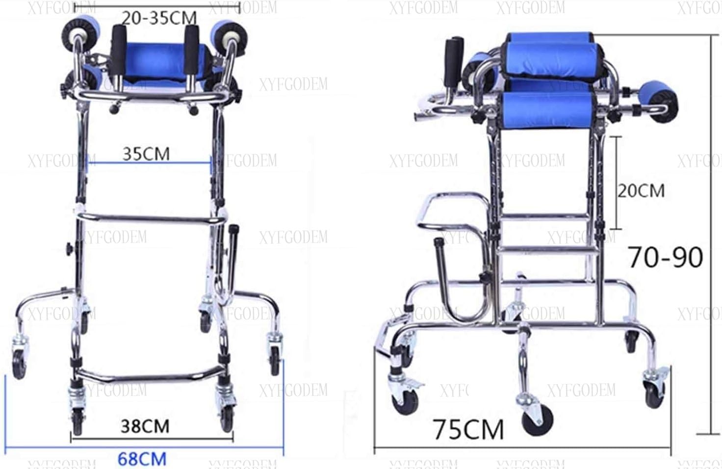 Andador de Pie Ligero Aluminio para Niños con Parálisis Cerebral – Vertical Portátil Asiento Ajustable en Altura y Soporte Corporal, Ayuda Rehabilitación para Caminar