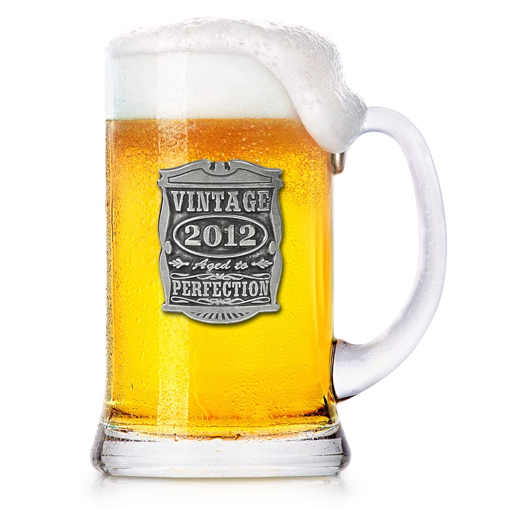 English Pewter Company 1 Pint Vintage Years 2012 10th Anniversary Beer Mug Glass Tankard - Unique Gi