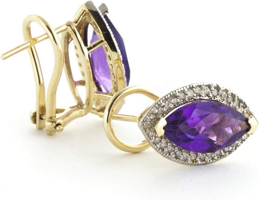 Galaxy Gold GG 3.6 Carat 14k Solid Gold Hayworth Amethyst Diamond Earrings - Image 2