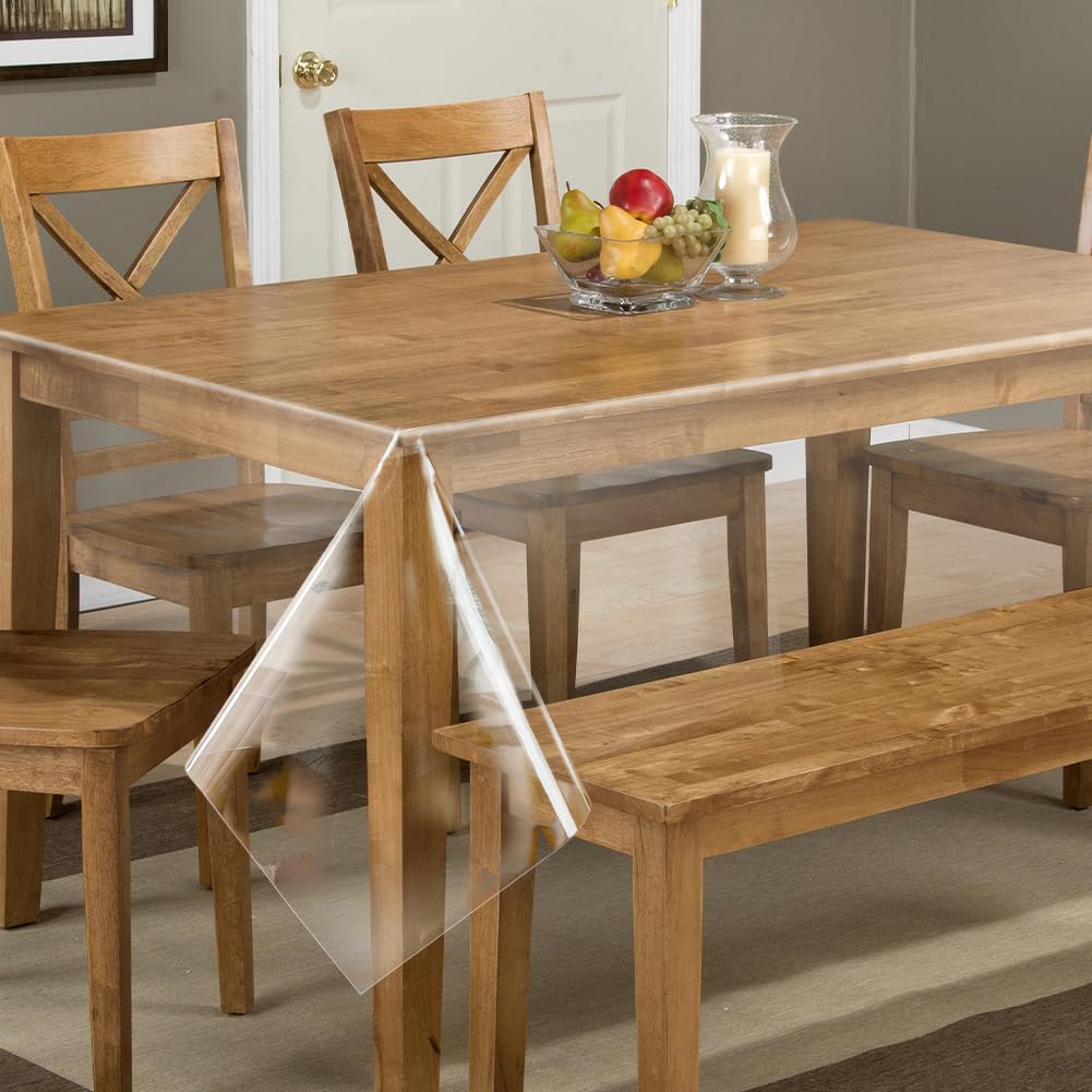 EUBSWA Mantel transparente, impermeable, 220 x 140 cm, protector de mesa, impermeable, lavable, PVC