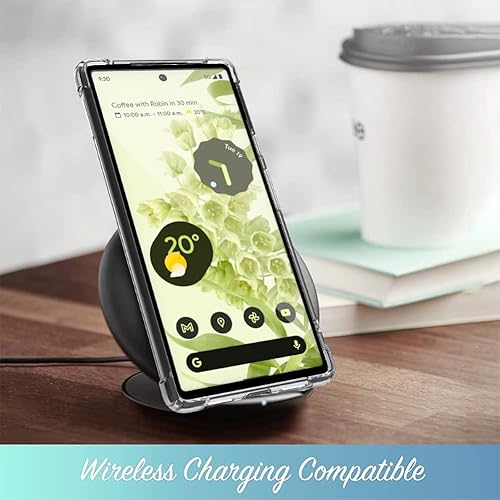 Miniatura 7 de KIOMY Funda transparente para Google Pixel 7 Pro con diseño híbrido antiamarillo, carcasa trasera de policarbonato duro con bisel elevado de TPU a