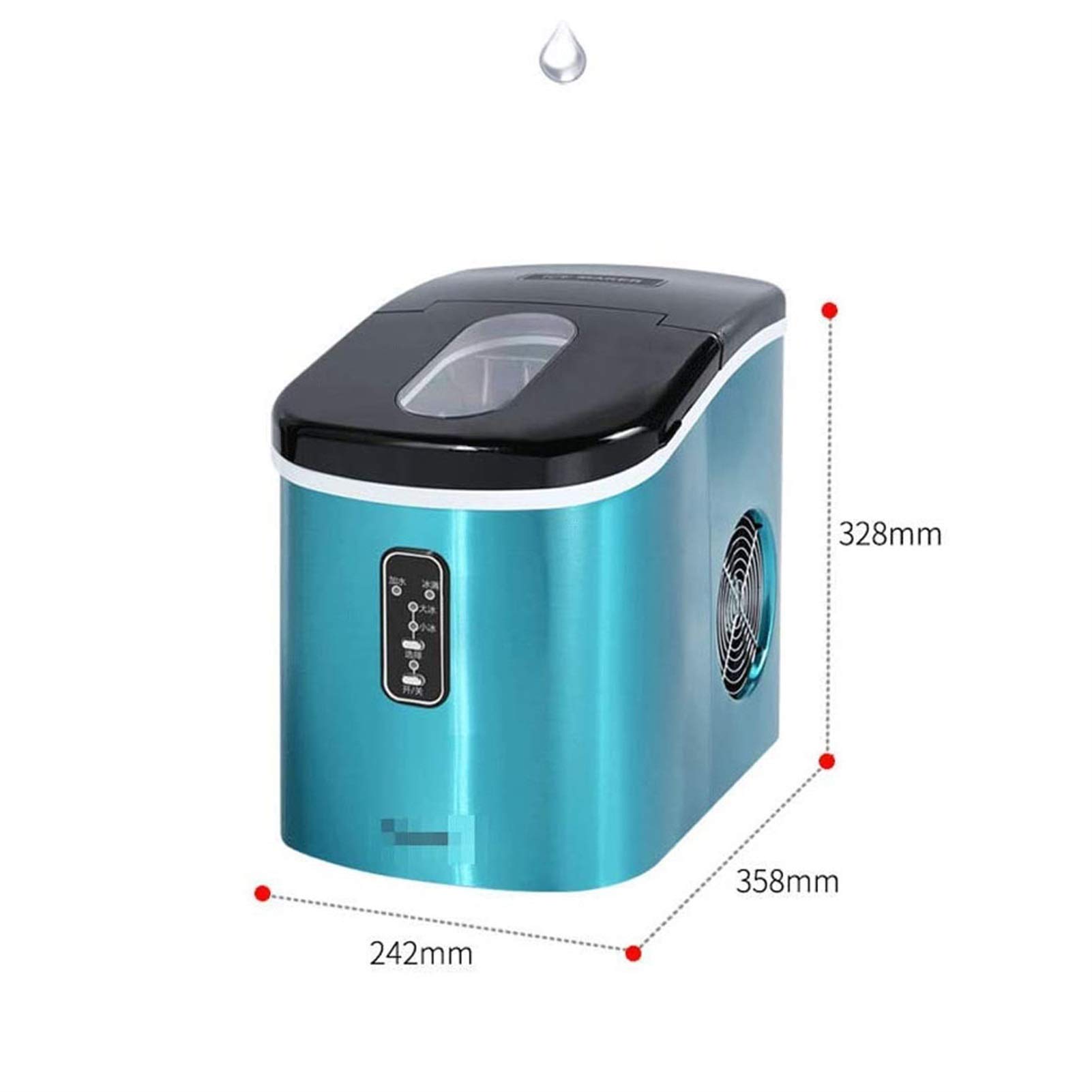 Macchina per ghiaccio, portatile, elettrica, silenziosa, funzionamento facile, 16 kg di ghiaccio in 24 ore, serbatoio da 2,2 l, 220 V, 105 W, per casa, bar, cucina, ufficio, blu