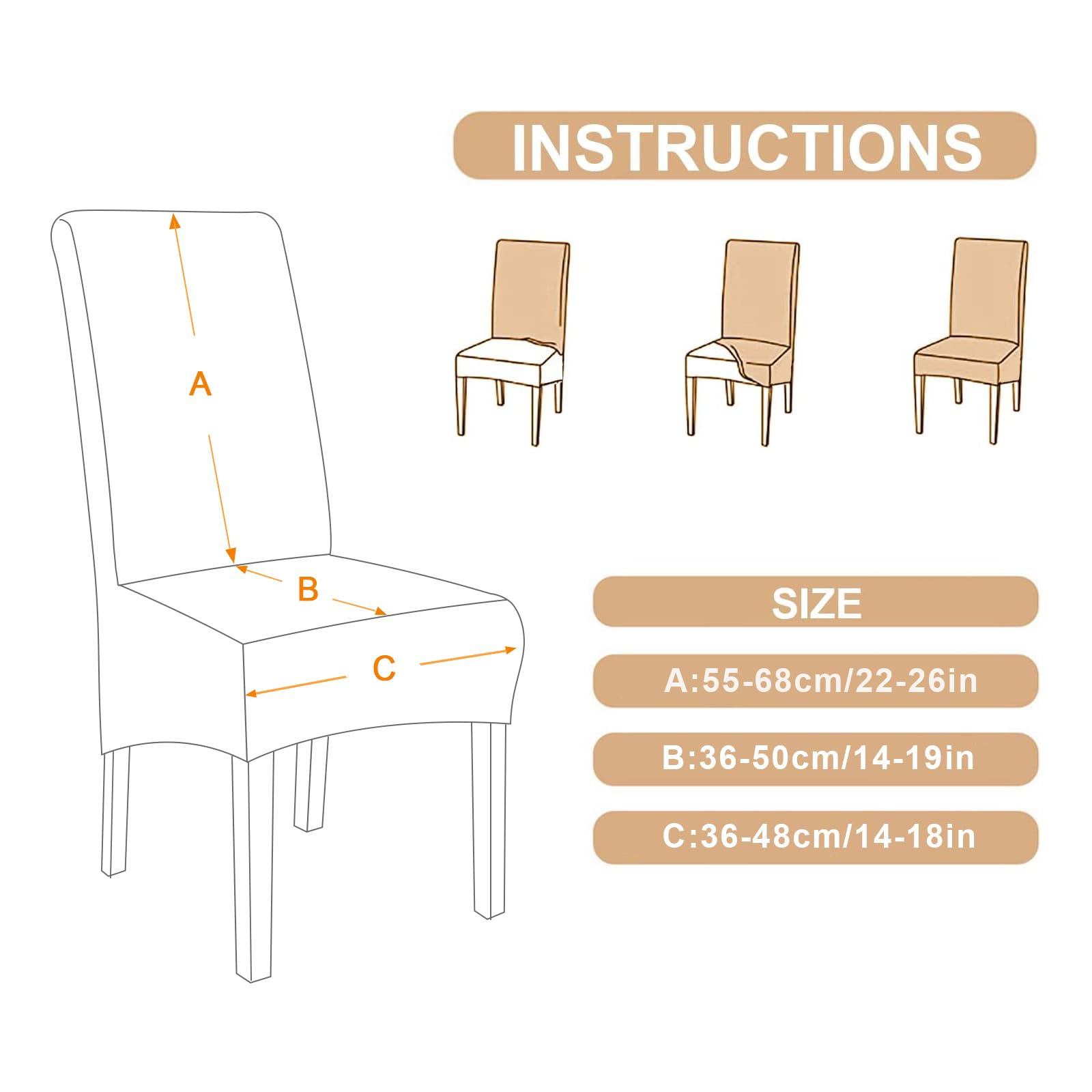 Jaotto Coprisedie con Schienale Elasticizzato 6 Pezzi, Fodere Coprisedie XL Universale per Sala da Pranzo,Grande Coprisedia Spandex Lavabile Durevole,Vestisedia per Cucina Soggiorno,Stile Grigio