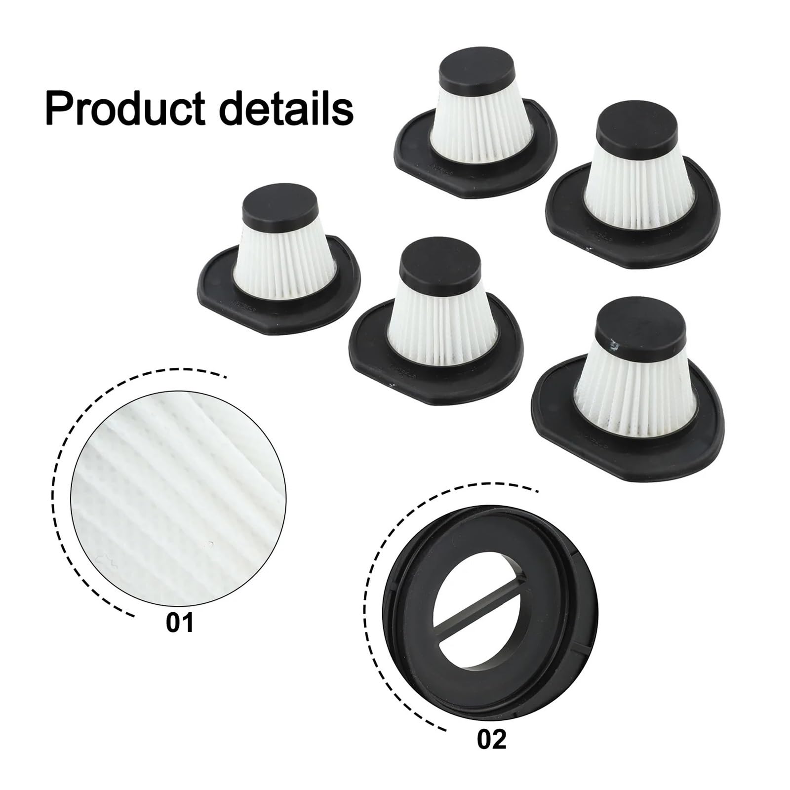Filtros De 5/10 Uds., Compatibles Con Zerodeko | Compatible con piezas de aspiradora Zerodeko, filtros de aspiradora de coche(10pcs)